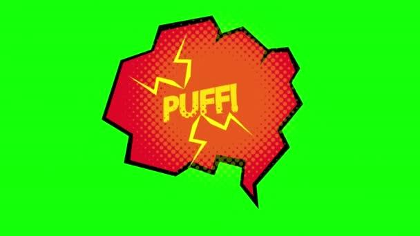 Fumetto Puff Comic Bubble Ciclo Vocale Animazione Video Sfondo Trasparente — Video Stock