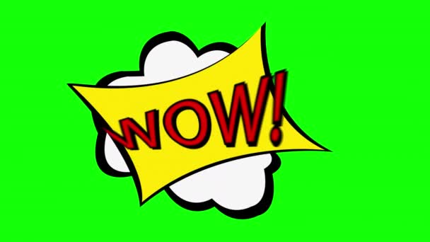 Cartoon Wow Comic Bubble Sprechschleife Animation Video Transparenter Hintergrund Mit — Stockvideo