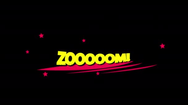 Cartoon Zoom Comic Bubble Speech Loop Animação Vídeo Fundo Transparente — Vídeo de Stock