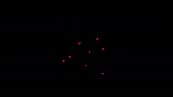 Ícone Coração Vermelho Amor Loop Animação Vídeo Fundo Transparente Com — Vídeo de Stock