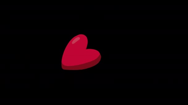 Kırmızı Kalp Simgesi Aşk Döngüsü Animasyon Videosu Alfa Kanallı Şeffaf — Stok video