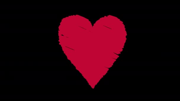 赤いハートアイコンの愛ループアニメーションビデオアルファチャンネルと透明な背景 — ストック動画