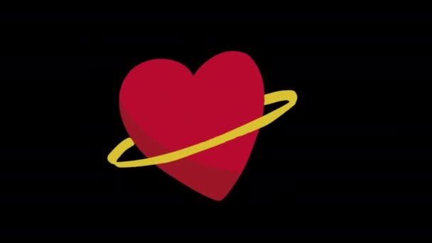 Pictograma Inimii Roșii Dragoste Buclă Animație Video Fundal Transparent Canal — Videoclip de stoc