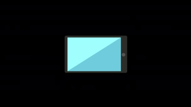 Tablett Mobil Blå Skärm Loop Animation Video Transparent Bakgrund Med — Stockvideo