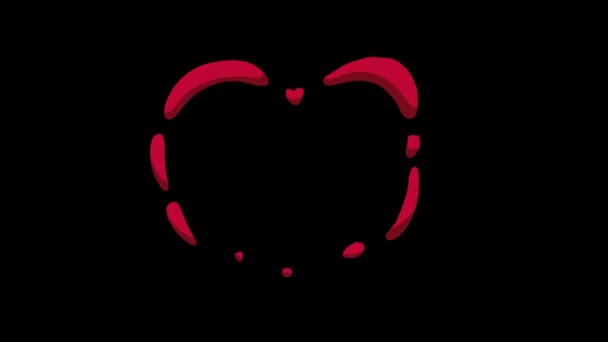 Kırmızı Kalp Simgesi Aşk Döngüsü Animasyon Videosu Alfa Kanallı Şeffaf — Stok video