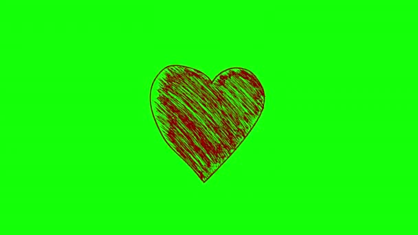 Corazón Rojo Icono Lazo Amor Vídeo Animación Fondo Transparente Con — Vídeo de stock