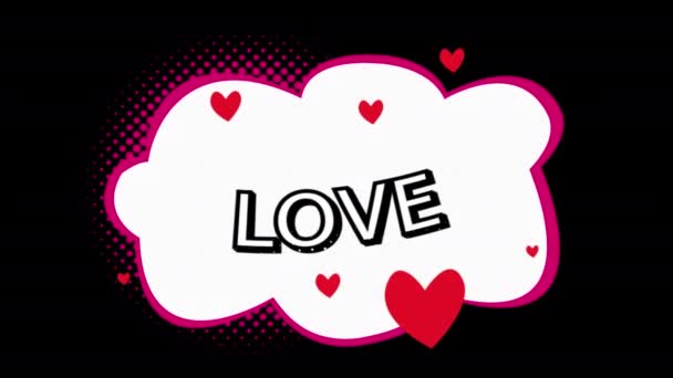 Love Ciclo Vocale Bubble Animazione Video Sfondo Trasparente Con Canale — Video Stock
