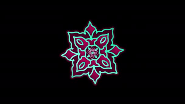 Doodle Blommor Mandala Roterande Loop Animation Video Transparent Bakgrund Med — Stockvideo
