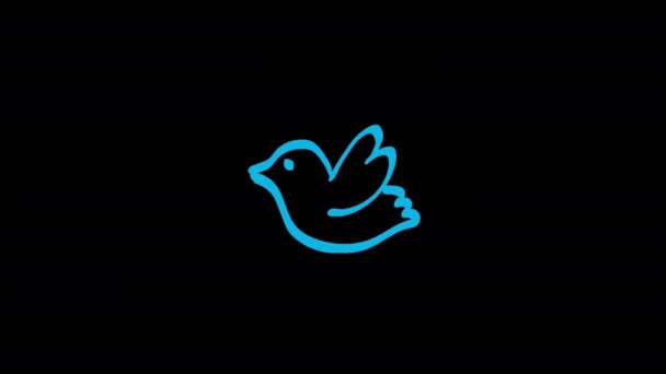 Icône Oiseau Boucle Animation Vidéo Fond Transparent Avec Canal Alpha — Video