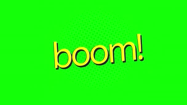 Rajzfilm Boom Comic Bubble Beszéd Loop Animáció Videó Átlátszó Háttér — Stock videók