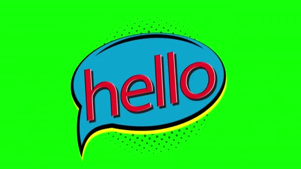 Rajzfilm Hello Képregény Beszéd Buborék Hurok Animáció Videó Átlátszó Háttér — Stock videók