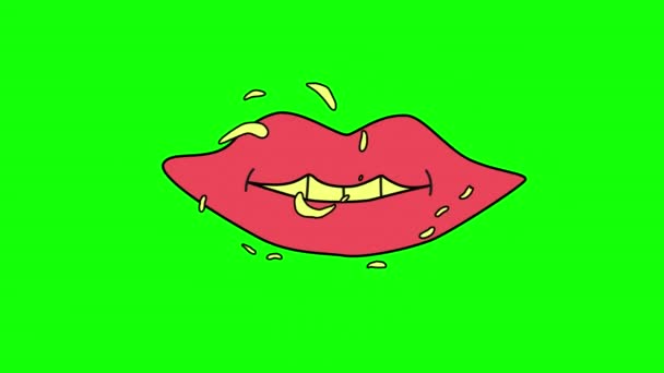 唇の笑顔アイコンループアニメーションビデオアルファチャンネルで透明背景 — ストック動画