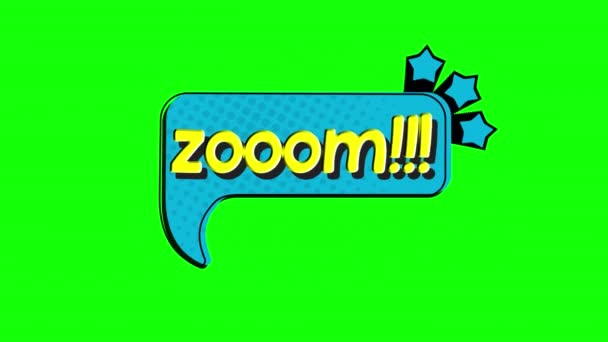 Cartoon Zoom Comic Speech Bubble Loop Animatie Video Transparante Achtergrond — Stockvideo
