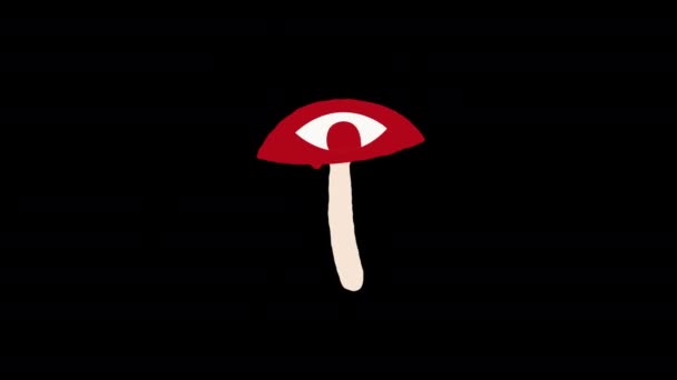 Dessin Animé Champignon Rouge Avec Boucle Icône Oeil Animation Vidéo — Video