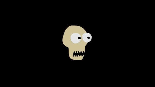 Skull Icon Loop Animation Video Transparent Background Alpha Channel — Stock Video