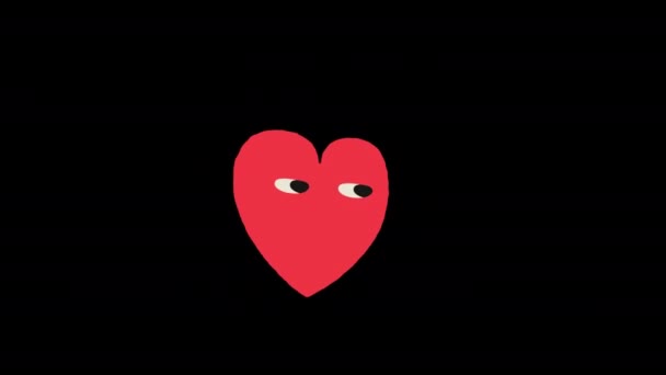 Red Heart Eye Icon Love Loop Animation Video Transparent Background — Stock Video