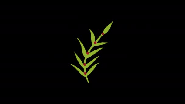 叶子草莓树图标爱循环动画视频透明背景与Alpha通道 — 图库视频影像