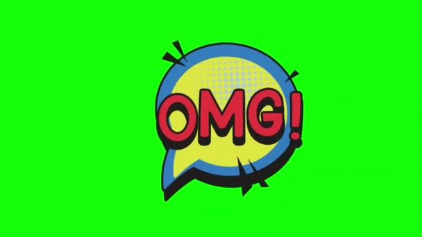 Cartoon Omg Comic Bubble Sprechschleife Animation Video Transparenter Hintergrund Mit — Stockvideo