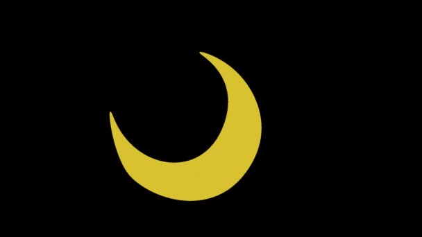 Luna Estrellas Bucle Vídeo Animación Fondo Transparente Con Canal Alfa — Vídeo de stock