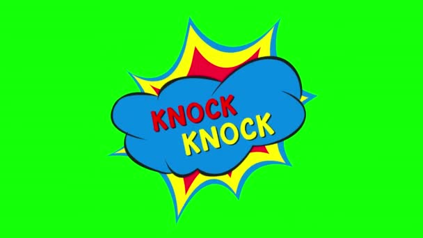Rajzfilm Knock Knock Képregény Buborék Beszéd Loop Animáció Videó Átlátszó — Stock videók