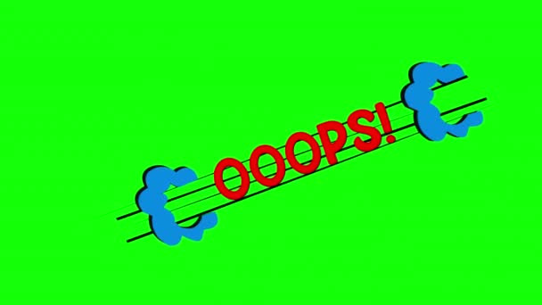 Kreskówki Oops Comic Bubble Mowy Pętli Animacja Wideo Przezroczyste Tło — Wideo stockowe