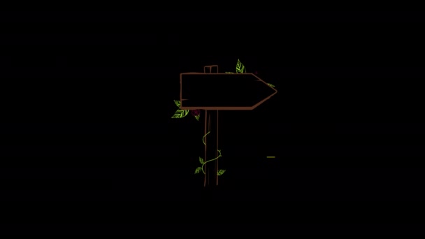 Красива Вивіска Стрілками Листям Петля Анімація Прозорий Фон Альфа Каналом — стокове відео