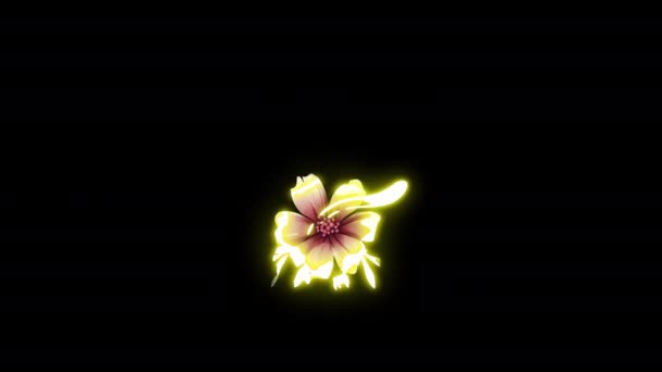 Kwiat Liść Ikona Pętla Animacja Wideo Przezroczyste Tło Kanałem Alfa — Wideo stockowe