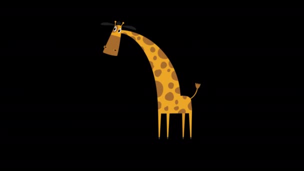 Boucle Icône Girafe Animation Vidéo Fond Transparent Avec Canal Alpha — Video