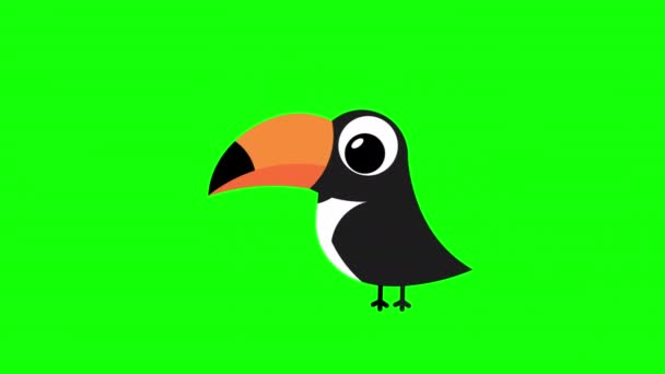Toucan鳥のアイコンループアニメーションビデオアルファチャンネルで透明背景 — ストック動画