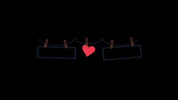 Corazón Boda Marco Colgante Icono Lazo Animación Video Fondo Transparente — Vídeo de stock