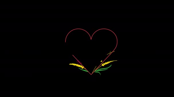 Títulos Boda Con Espacio Copia Para Flor Forma Corazón Texto — Vídeos de Stock