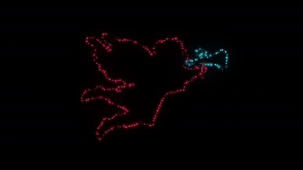 Angel Glitter Neon Villanykörte Izzás Hatás Hurok Animáció Videó Átlátszó — Stock videók
