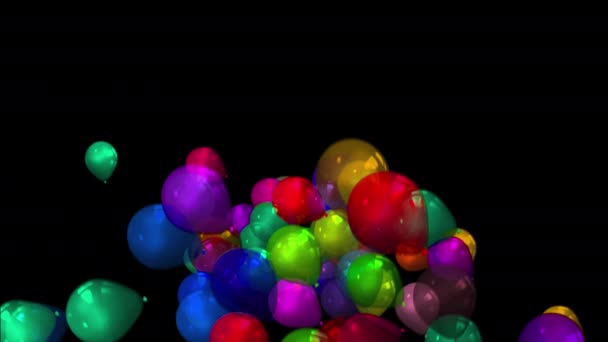 Multi Colorido Balões Voando Baixo Para Cima Loop Animação Vídeo — Vídeo de Stock