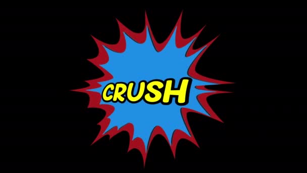 Cartoon Crush Comic Bubble Sprechschleife Animation Video Transparenter Hintergrund Mit — Stockvideo