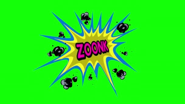 Rajzfilm Zoom Comic Bubble Beszéd Loop Animáció Videó Átlátszó Háttér — Stock videók