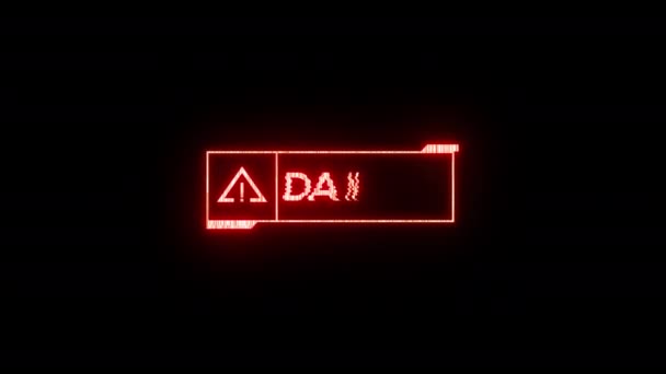Danger Neon Effect Icon Loop Vídeo Animación Fondo Transparente Con — Vídeos de Stock
