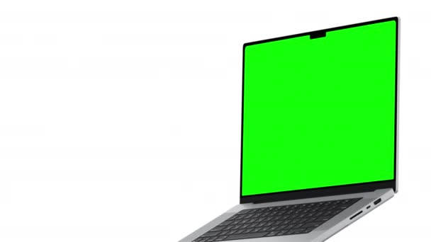 带有Alpha通道的笔记本电脑绿色屏幕动画循环动画视频透明背景 — 图库视频影像