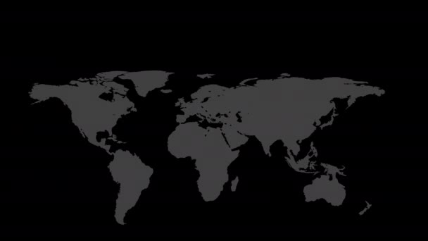 Earth Map Lokalizacja Pin Pętla Animacja Wideo Przezroczyste Tło Kanałem — Wideo stockowe
