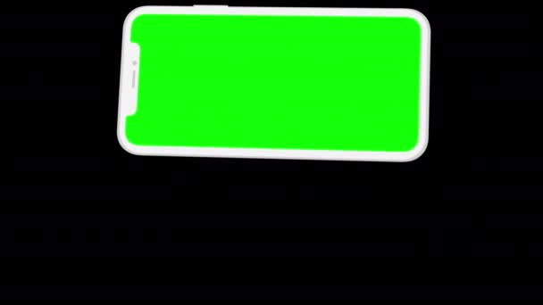 Зеленый Экран Мобильного Телефона Петля Анимации Видео Прозрачный Фон Альфа — стоковое видео