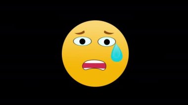Ağlayan üzgün emoji duygu Yüzü ile Gözyaşı simgesi döngü hareketi grafikleri alfa kanalı ile şeffaf arkaplan