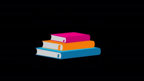 Book Icon Loop Motion Graphics Video Transparent Background Alpha Channel — Stock Video