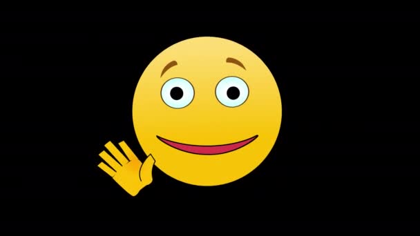 Γεια Emoji Emoticon Κουνώντας Χέρι Εικονίδιο Βρόχο Κίνηση Γραφικών Βίντεο — Αρχείο Βίντεο