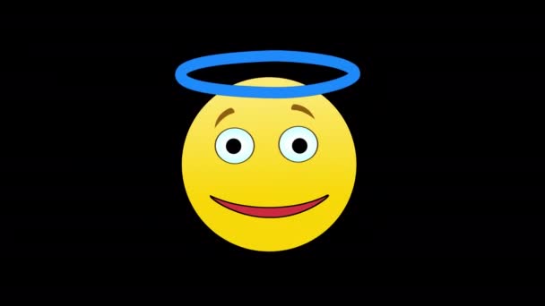 Angelo Emoji Emoticon Icona Loop Movimento Grafica Video Sfondo Trasparente — Video Stock