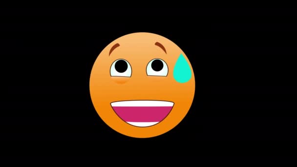 Grinning Emoji Smiley Emotion Awkward Icon Loop Motion Graphics Video — Stock Video