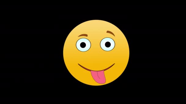 Ansikte Med Tungan Emoji Känslor Ikon Loop Rörelse Grafik Video — Stockvideo