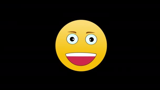 Ansikte Med Smiley Emoji Glad Känsla Ikon Loop Rörelse Grafik — Stockvideo