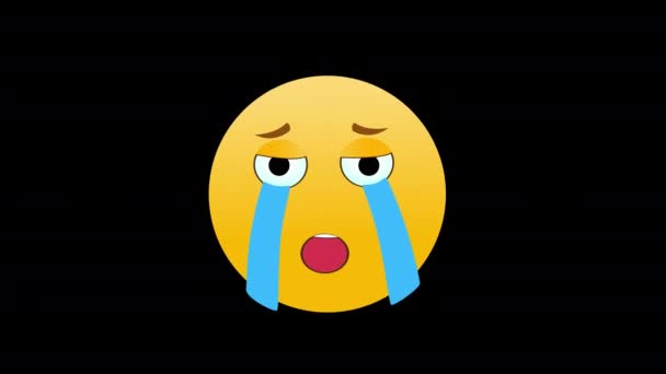 Pianto Triste Emoji Emozione Viso Con Lacrime Icona Loop Movimento — Video Stock