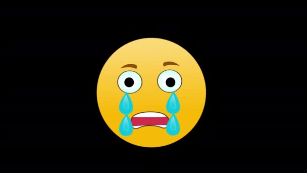 Gråtande Ledsen Emoji Känslor Ansikte Med Tårar Ikon Loop Rörelse — Stockvideo