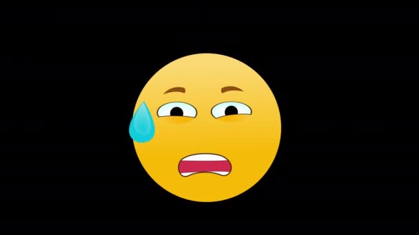 Weinend Traurig Emoji Emotion Face Tears Icon Loop Motion Graphics — Stockvideo