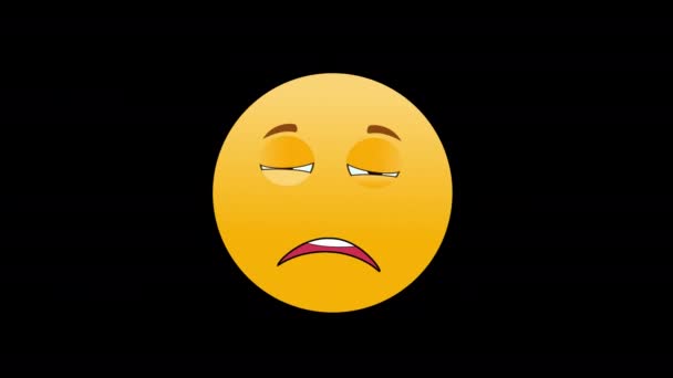 Smutne Emoji Emocje Twarz Ikona Pętla Ruch Grafika Wideo Przezroczyste — Wideo stockowe